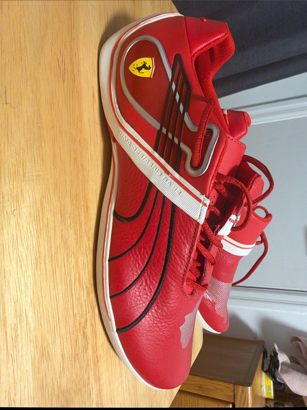 Ferrari Red and White Men's Racing-Inspired Sneakers